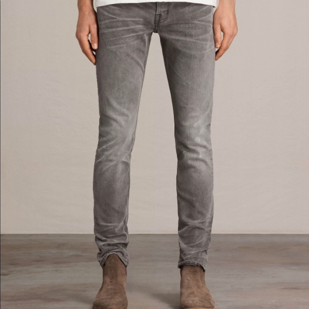 All Saints Mens Rex Denim Grey